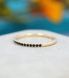 0.3ct Round Simulated Black Diamond Minimalist Wed Band 14k Yellow Gold Plated