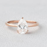 0.3ct Pear Cut Simulated Diamond Solitaire Engagement Ring 14k Rose Gold Plated