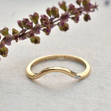 0.05ct Round Cut Moissanite Stacking Curved Wedding Band 14K White Gold Plated