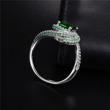 2.5ct Round Cut Green Emerald Engagement Ring 14k White Gold Finish Swirl Twist