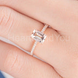 1.4ct Emerald Cut Simulated Peach Morganite Accented Ring 14k Rose Gold Plated