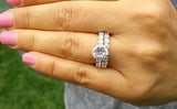 Bridal Set Engagement Ring 2.5ct Round Cut VVS1D Diamond 14k White Gold Finish