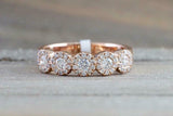 2ct Round Cut Diamond Engagement Ring 14k Rose Gold Over Five Stone Cluster Halo