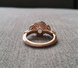 2Ct Round Cut VVS1 Diamond Halo Leaf Accent Engagement Ring 14K Rose Gold Finish