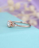 1.2ct Round Cut Diamond Engagement Ring Art Deco Milgrain 14k Rose Gold Finish