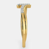 0.4ct Round Cut Moissanite Bypass Women Wedding Band 14k Yellow Gold Plated