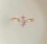 1.5ct Cushion Peach Morganite Crown Setting Engagement Ring 14k Rose Gold Over
