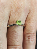 0.5ct Round Cut Simulated Green Peridot Solitaire Ring 14k White Gold Plated