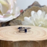 0.5ct Baguette Cut Simulated Blue Sapphire Bypass Ring 14k White Gold Plated