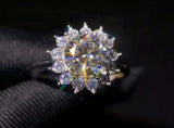 2.25ct Engagement Ring Round Cut Diamond Floral Design 14k White Gold Finish