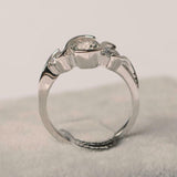 1.2ct Oval Morganite Wave Design Trilogy Round Accent Ring 14k White Gold Finish