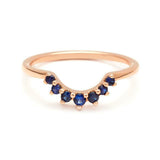 0.22ct Round Cut Blue Sapphire Wedding Band 14k Yellow Gold Finish Crown Tiara