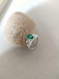 1.5ct Engagement Ring Oval Cut Green Emerald Partywear 14k White Gold Finish