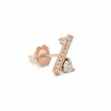 0.5ct Round Cut Diamond Vertical Bar Minimal Stud Earrings 14k Rose Gold Finish