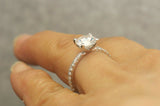 2.5Ct Round Cut Diamond Accents Solitaire Engagement Ring 14K White Gold Finish