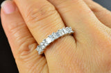 3Ct Baguette Round Cut Diamond Two Row Stylish Band Ring 14K White Gold Finish