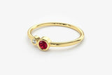 0.4ct Round Cut Ruby Two Stone Minimalist Engagement Ring 14k Yellow Gold Finish