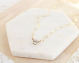 1ct Round Cut Moissanite Paperclip Pendant with Chain 14k Yellow Gold Plated