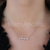 1ct Multi Cut Simulated Diamond Vertical Bar Pendant Chain 14k White Gold Plated
