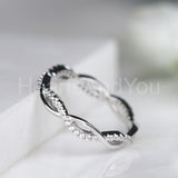 0.2ct Round Cut Moissanite Twisted Infinity Wedding Band 14k Rose Gold Plated