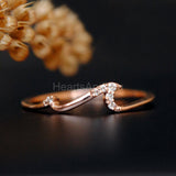 0.07ct Round Cut Moissanite Wave Dainty Engagement Ring 14K Rose Gold Plated