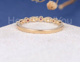 0.5ct Round Cut Simulated Pink Ruby Half Eternity Band 14k Yellow Gold Plated