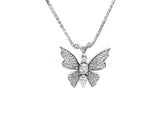 0.75ct Round Cut Moissanite Butterfly Pendant 14k White Gold Plated NO CHAIN
