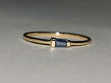 0.3ct Engagement Ring Baguette Cut Blue Sapphire Solitaire 14k YellowGold Finish