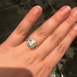 1.5ct Asscher Cut Diamond Engagement Ring Baguette Halo 14k White Gold Finish