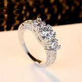 1ct Round Cut Diamond 3 Stone Filigree Engagement Ring 14k White Gold Finish