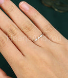 0.3ct Round Cut Simulated Diamond Minimalist Wedding Band 14k White Gold Plated
