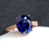 2.2ct Oval Cut Blue Sapphire Diamond Accent Solitaire Ring 14k White Gold Finish