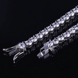 34Ct Round Cut VVS1/D Diamond Tennis Necklace Solid 14K White Gold Over