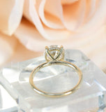 2.2ct Round Cut Moissanite Hidden Halo Engagement Ring 14k Yellow Gold Plated
