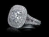 2ct Cushion Diamond Engagement Ring Double Halo Split Shank 14k White Gold Over