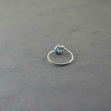 1.2ct Engagement Ring Oval Cut Blue Topaz Swirl Trilogy 14k White Gold Finish