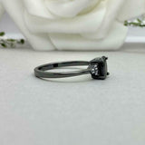 1ct Engagement Ring Oval Cut Black Diamond Petite Solitaire 14k BlackGold Finish
