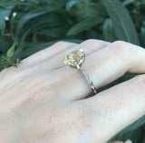 1.2ct Oval Cut Yellow Sapphire Engagement Ring Solitaire 14k White Gold Finish