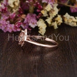 1ct Cushion Cut Simulated Peach Morganite Floral Halo Ring 14k Rose Gold Plated