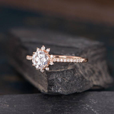 0.75ct Round Cut Diamond Engagement Ring Accents Halo 14k Rose Gold Finish