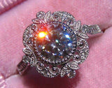 Floral Milgrain Engagement Ring 2.7ct Round Cut Diamond 14k White Gold Finish