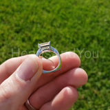 0.4ct Emerald Simulated Diamond Solitaire Engagement Ring 14k White Gold Plated