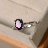 2.25ct Engagement Ring Oval Cut Amethyst 4 Prong Solitaire 14k White Gold Finish