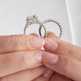 2.4ct Cushion Cut Simulated Diamond Halo Split Shank Ring 14k White Gold Plated