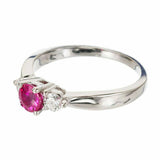 1.5ct Round Cut Pink Sapphire Engagement Ring Diamond Trilogy 14k WhiteGold Over