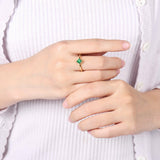 0.5Ct Princess Cut Green Emerald Kite Set Solitaire Ring 14K Yellow Gold Finish