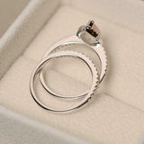 2ct Engagement Ring Marquise Cut Peach Morganite Bridal Set 14k WhiteGold Finish