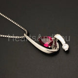 0.6ct Pear Cut Simulated Pink Ruby Journey Stylish Pendant 14k White Gold Plated