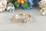 1.2ct Engagement Ring Round Cut Diamond Swirl Wave Shank 14k Rose Gold Finish