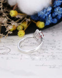 1.7ct Oval Cut Pink Ruby Halo Solitaire with Accents Ring 14k White Gold Finish